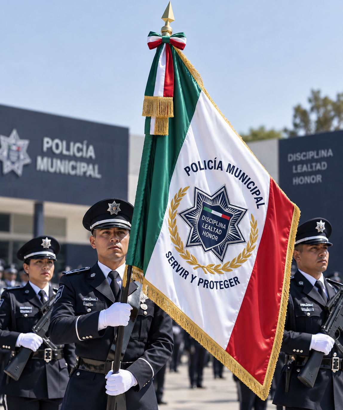 Portabanderas y arneses para escolta