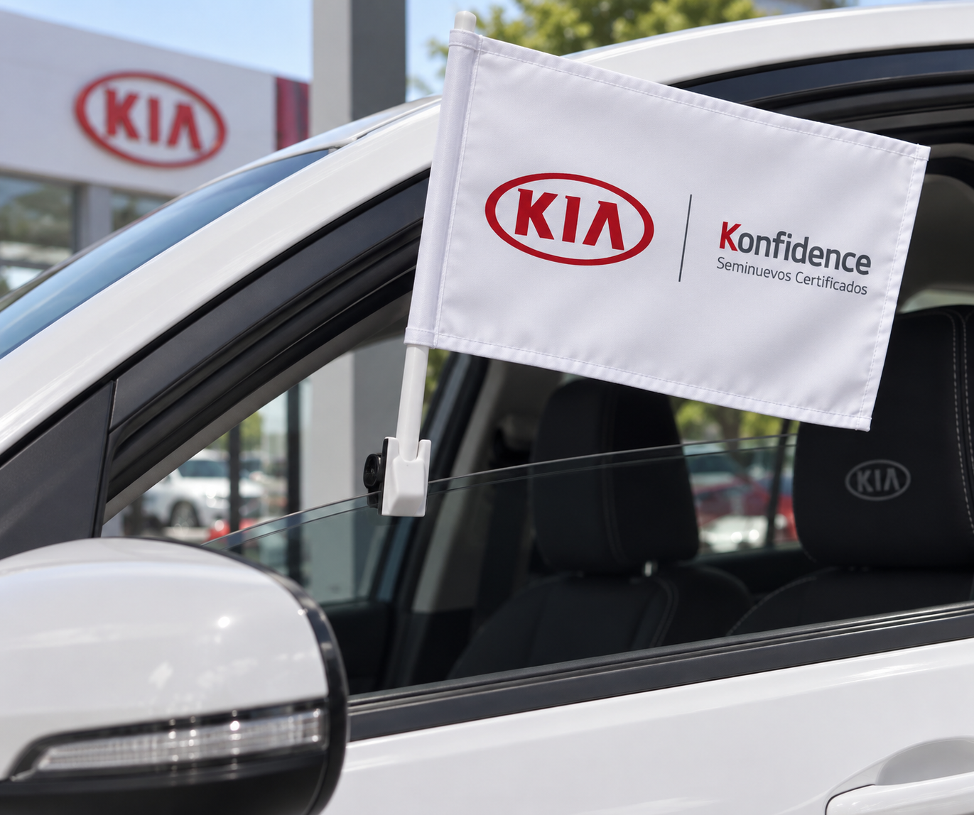 Banderas con asta para automóviles