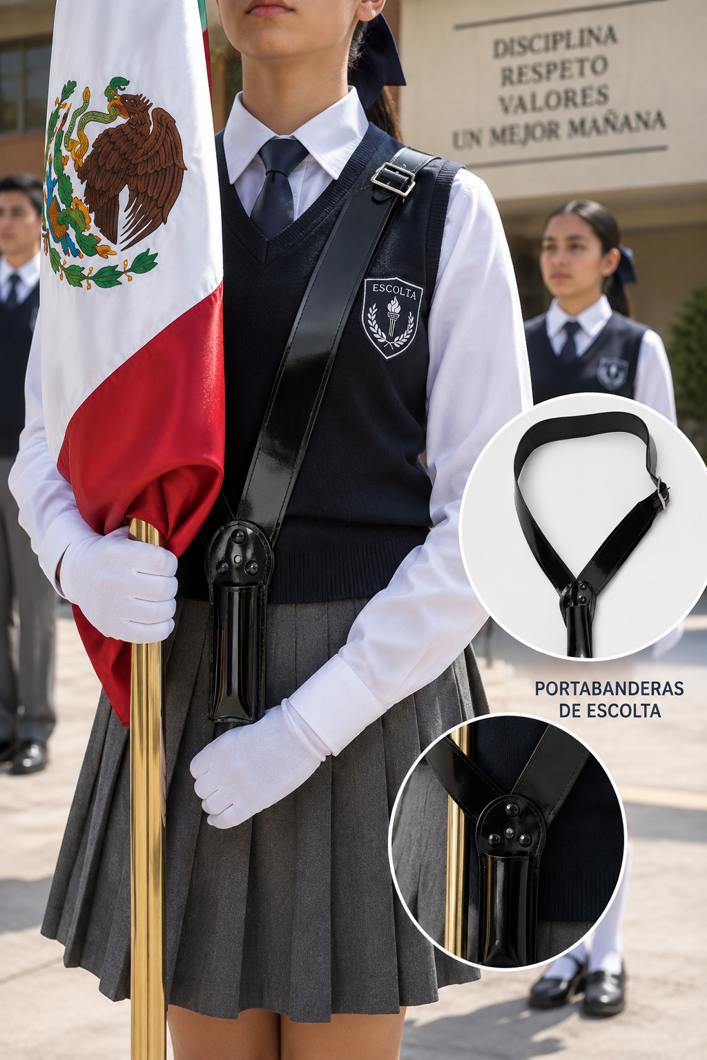 Portabanderas y arneses para escolta